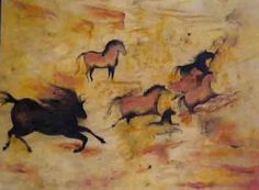kreslení jeskynních maleb koní  