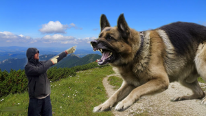 perro pastor alemán agresivo