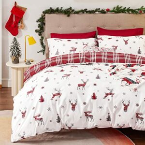 Czerwone renifery z płatkami śniegu - świąteczne poszewki na poduszki