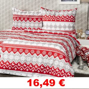 Vianočné bavlnené obliečky Red Nordic, 160 x 200 cm, 70 x 80 cm