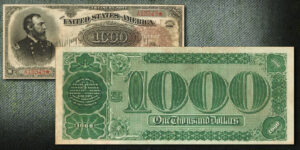 Veľká melónová bankovka v hodnote 1 000 USD z roku 1890, USA