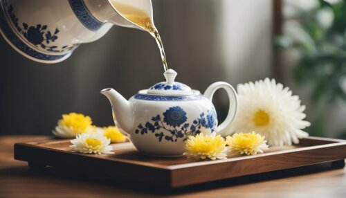 Chryzantémy a čaj