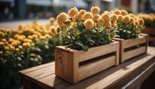 Dizajn a materiál - Drevený stojan na kvety